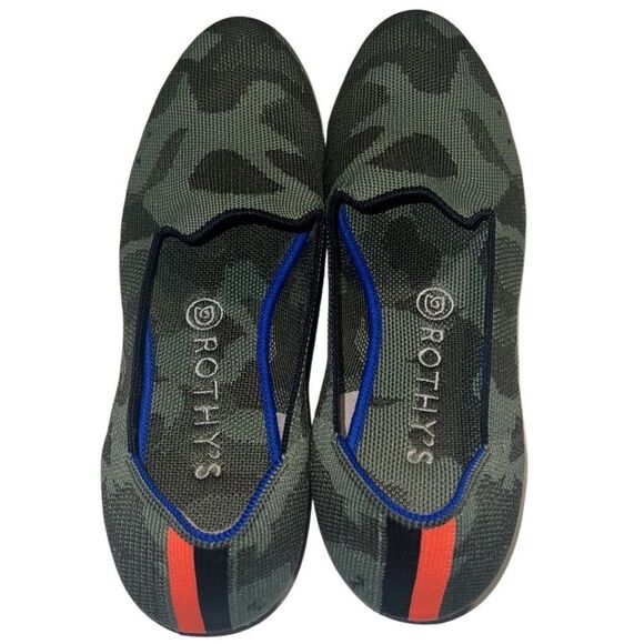 Rothy's Olive Green Camo Round Toe Knit Slip On Flats Size 9 - Picture 3 of 11